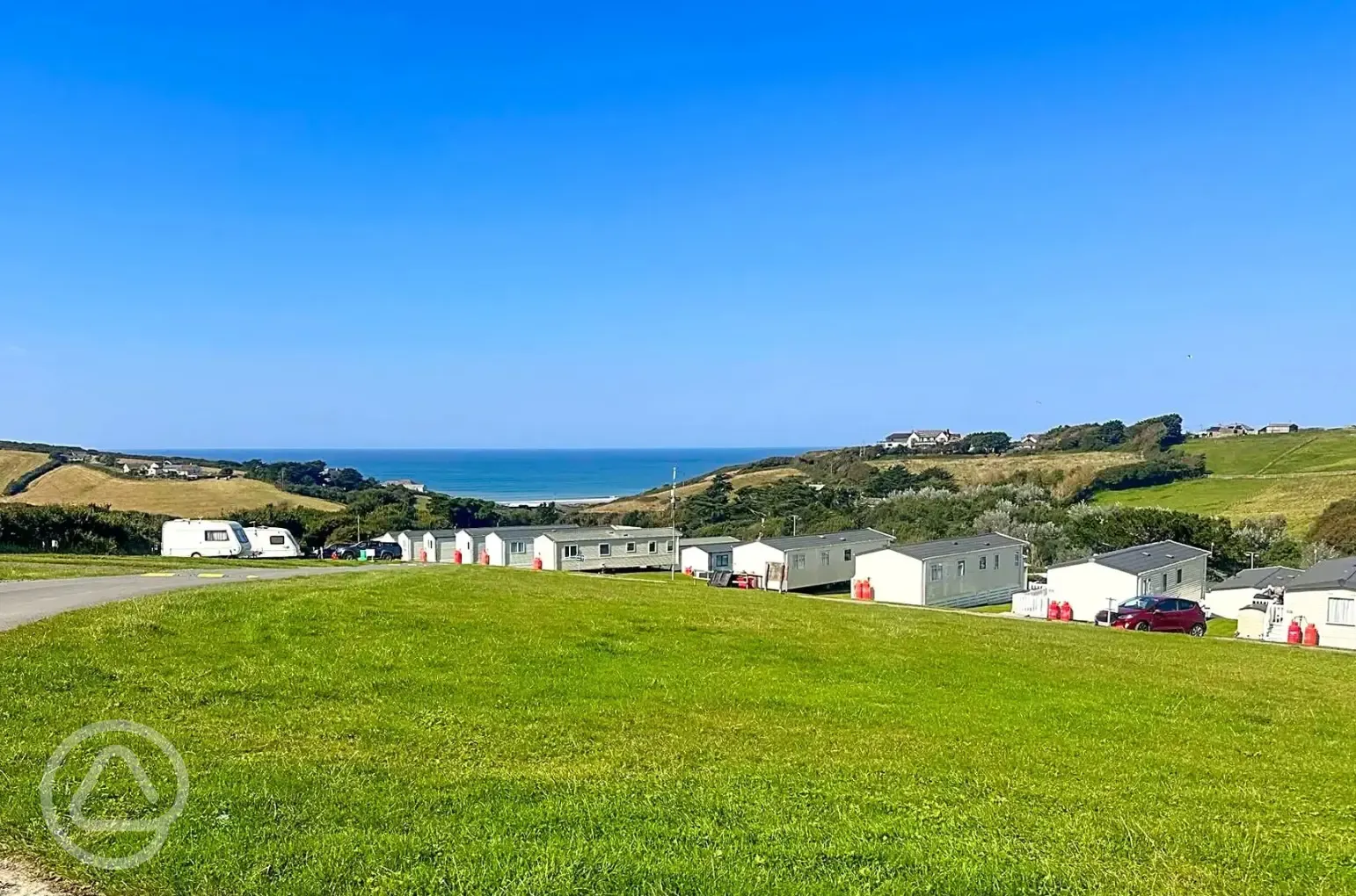 Non electric grass tent pitches with sea views