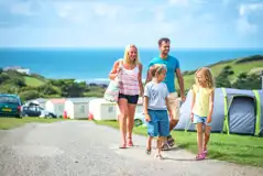Non electric grass tent pitches with sea views of Widemouth Beach