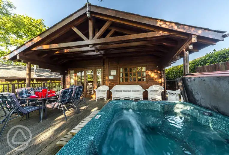 Lodge and hot tub