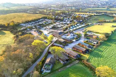 Aerial of Herston Yards Farm with views towards Swanage