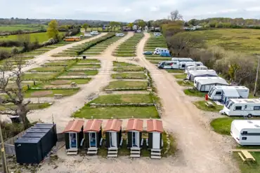 Aerial of Herston Yards Farm fully serviced pitches for all touring units