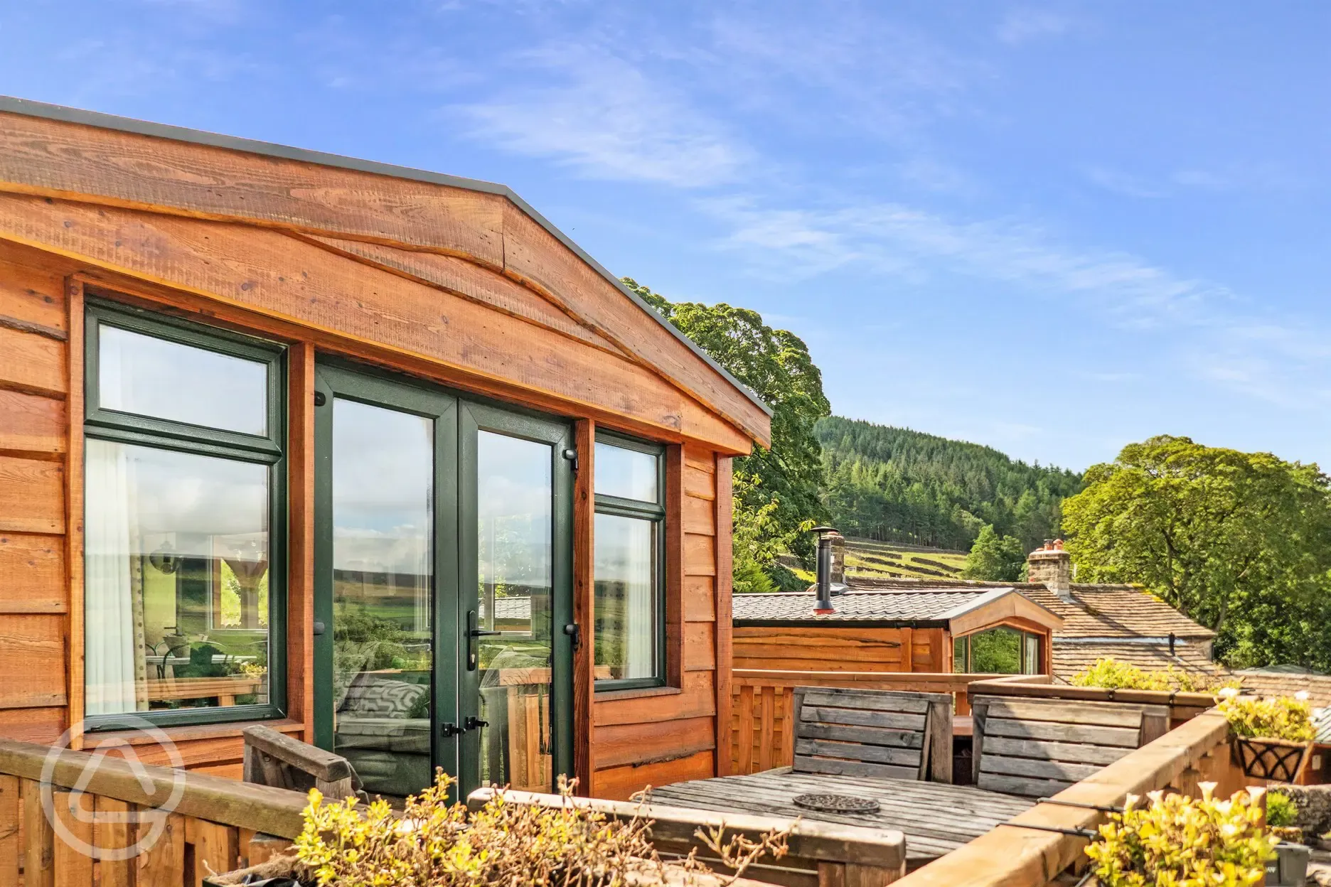 Luxury timber lodge decking area