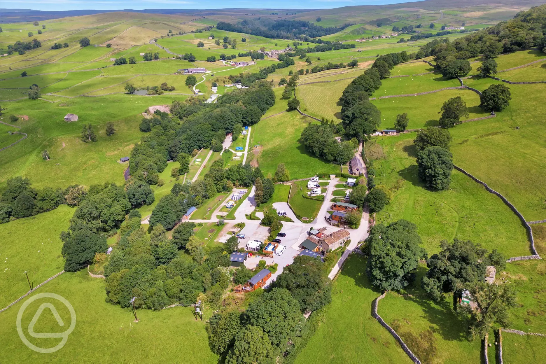 Aerial of the campsite and surrounding countryside