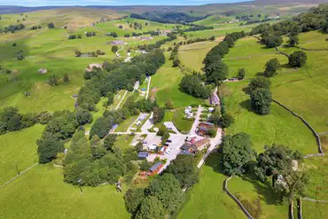 Aerial of the campsite and surrounding countryside
