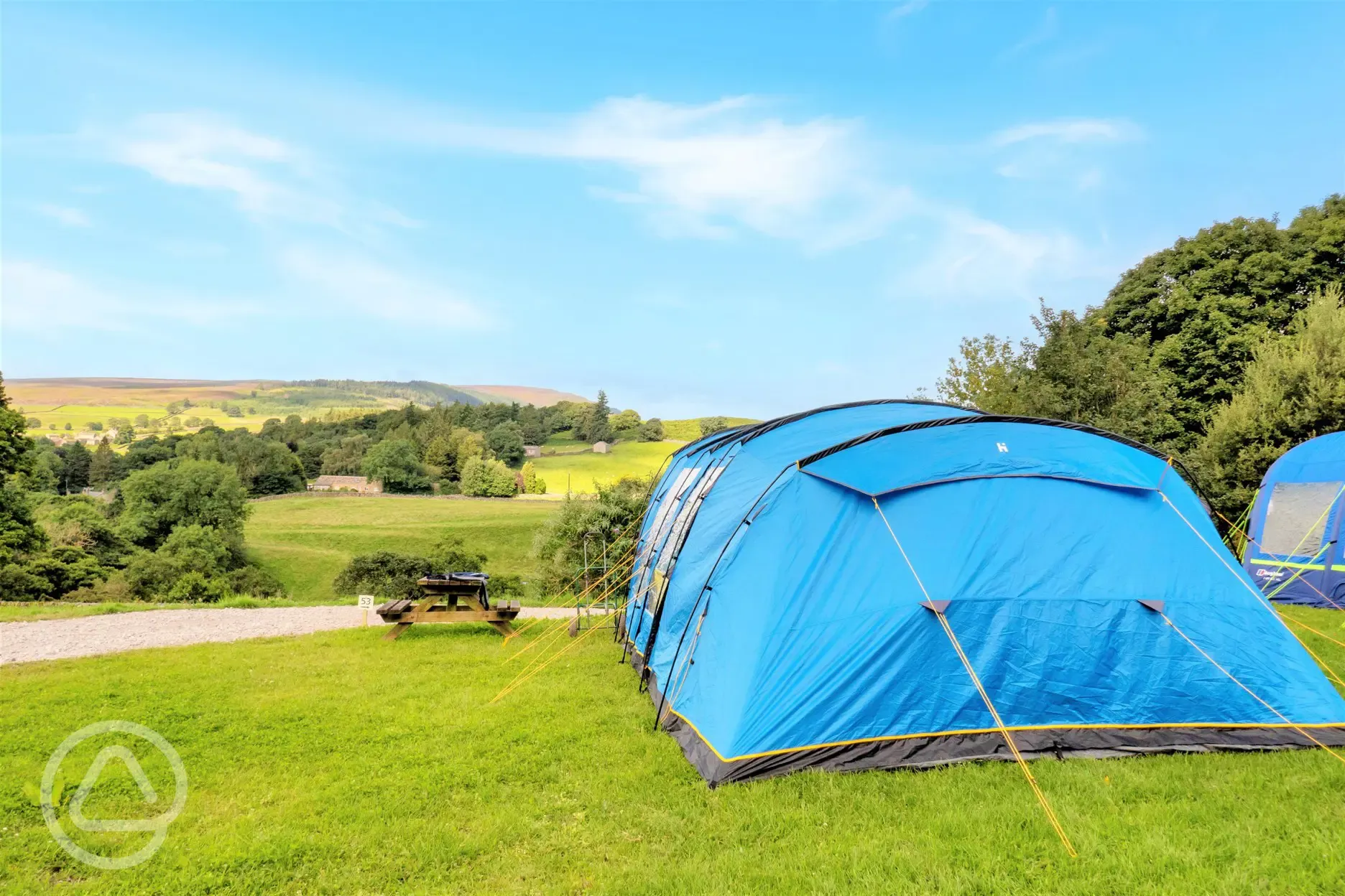 Grass pitches with countryside views