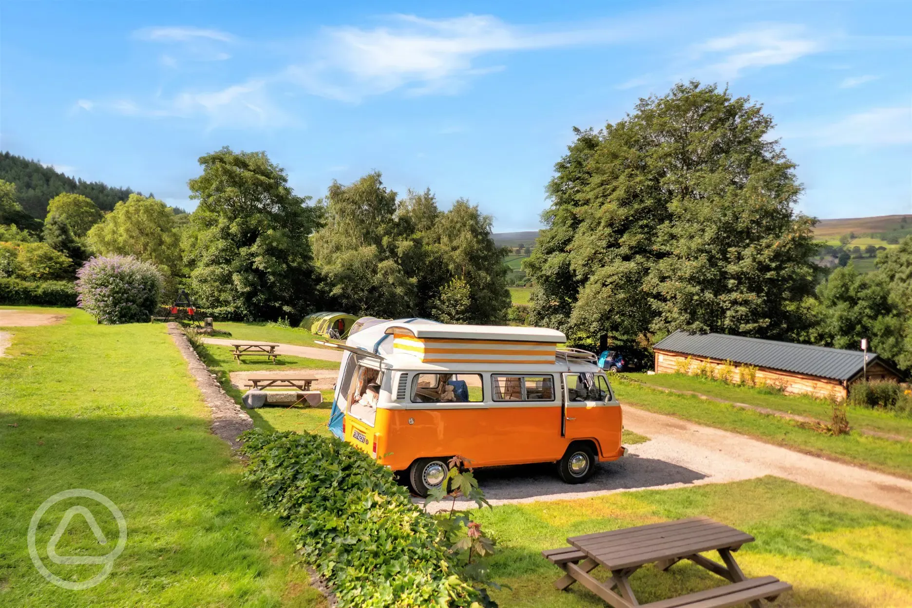 Hardstanding pitches with picnic bench and 10amp hook up