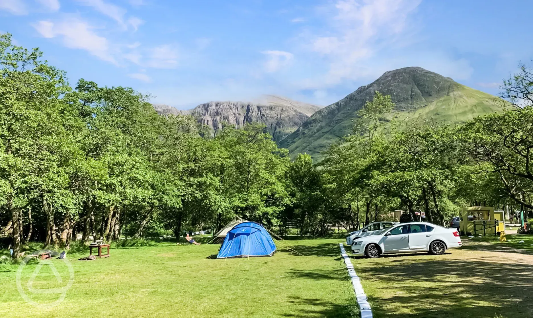 Non electric wild pitches surrounded by woodland at Red Squirrel Campsite