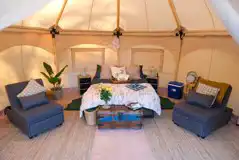 Furnished glamping bell tent