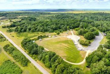Aerial of Holmsley Campsite overlooking Bournemouth coast
