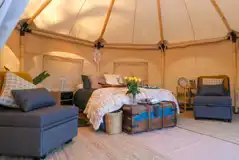 Furnished glamping bell tent