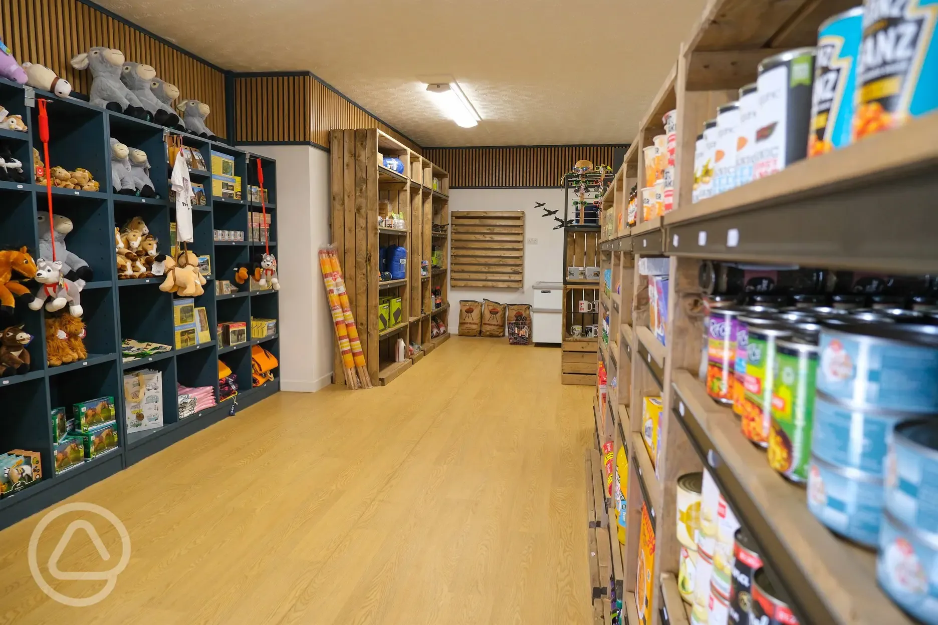 The Hangar onsite shop stocked with camping essentials