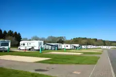 Fully serviced block paved pitches with grass area Fully serviced block paved pitches with grass area