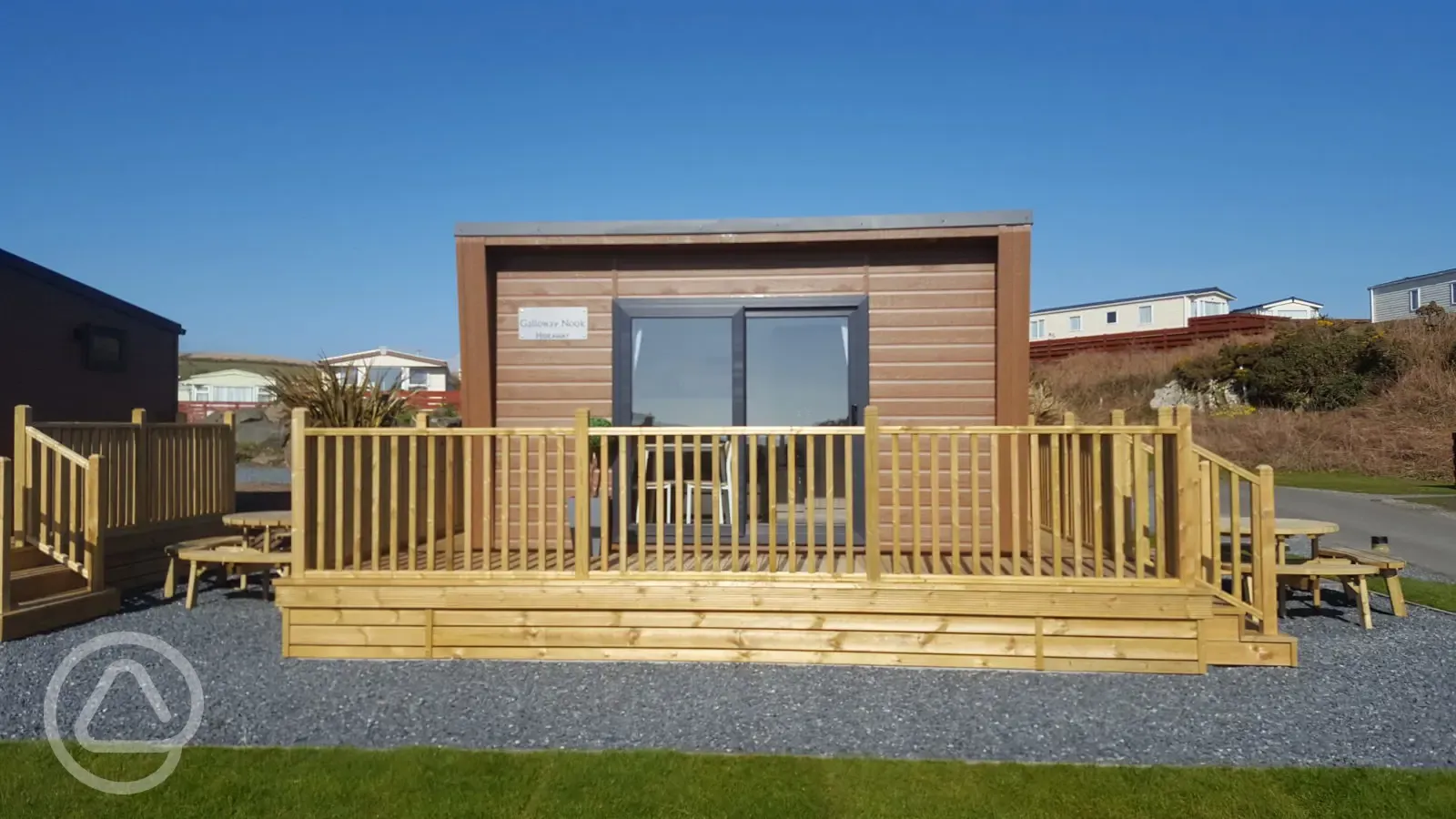 Luxury chalet pod Galloway Point Holiday Park