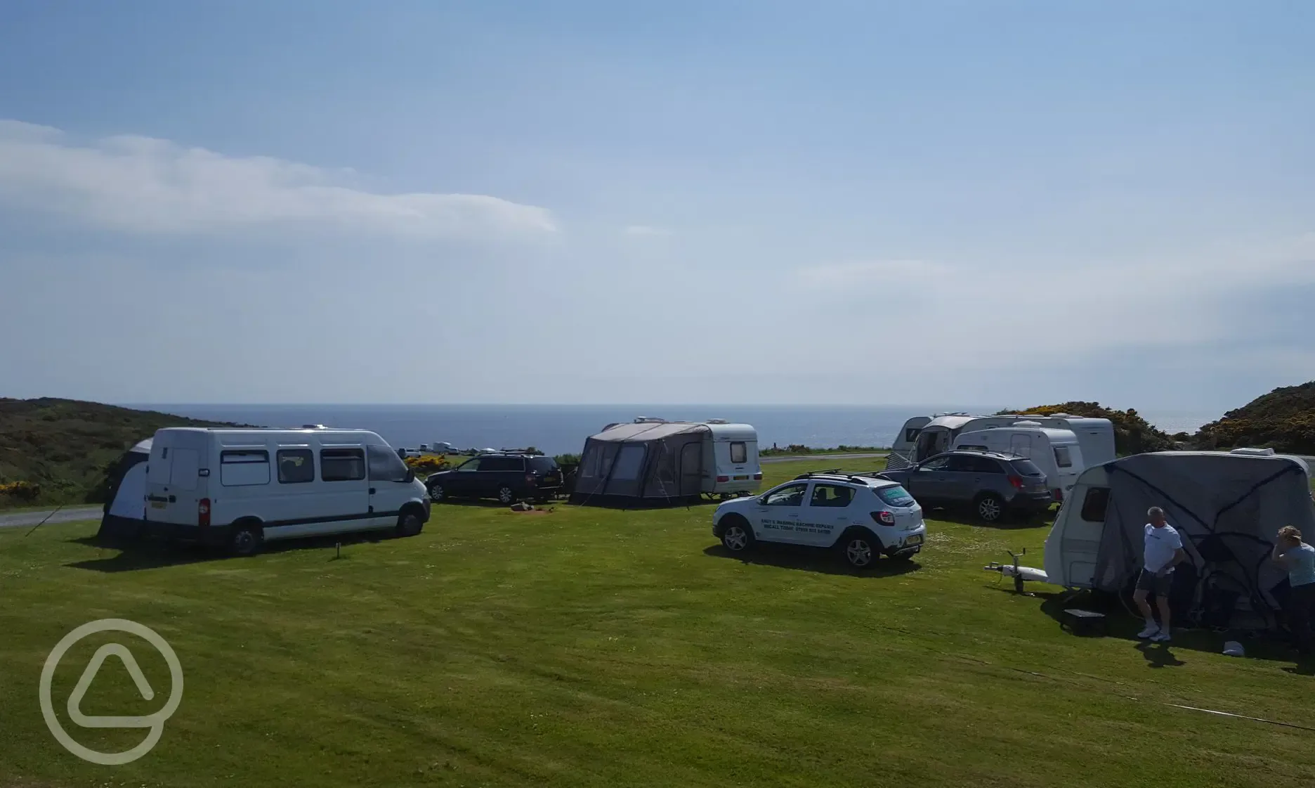Grass pitches Galloway Point Holiday Park sea views
