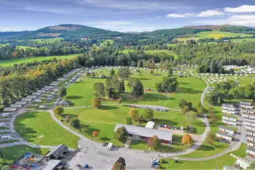 Aerial view of Blair Caravan Park and surrounding countryside