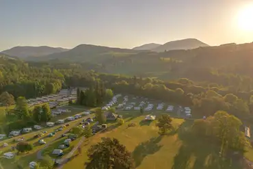 Aerial view of the site and the Cairngorms National Park