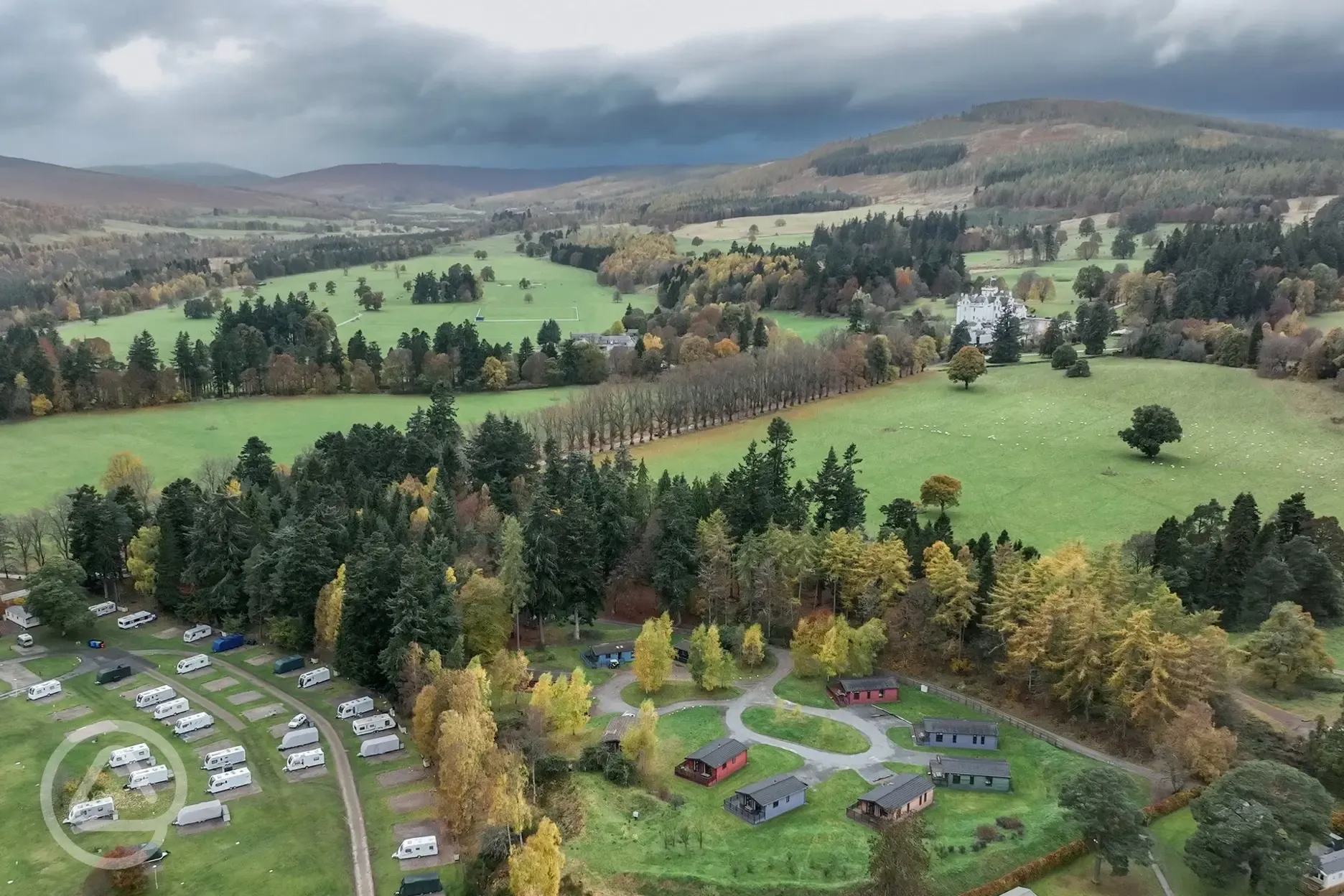 Site aerial showing Woodland Lodges