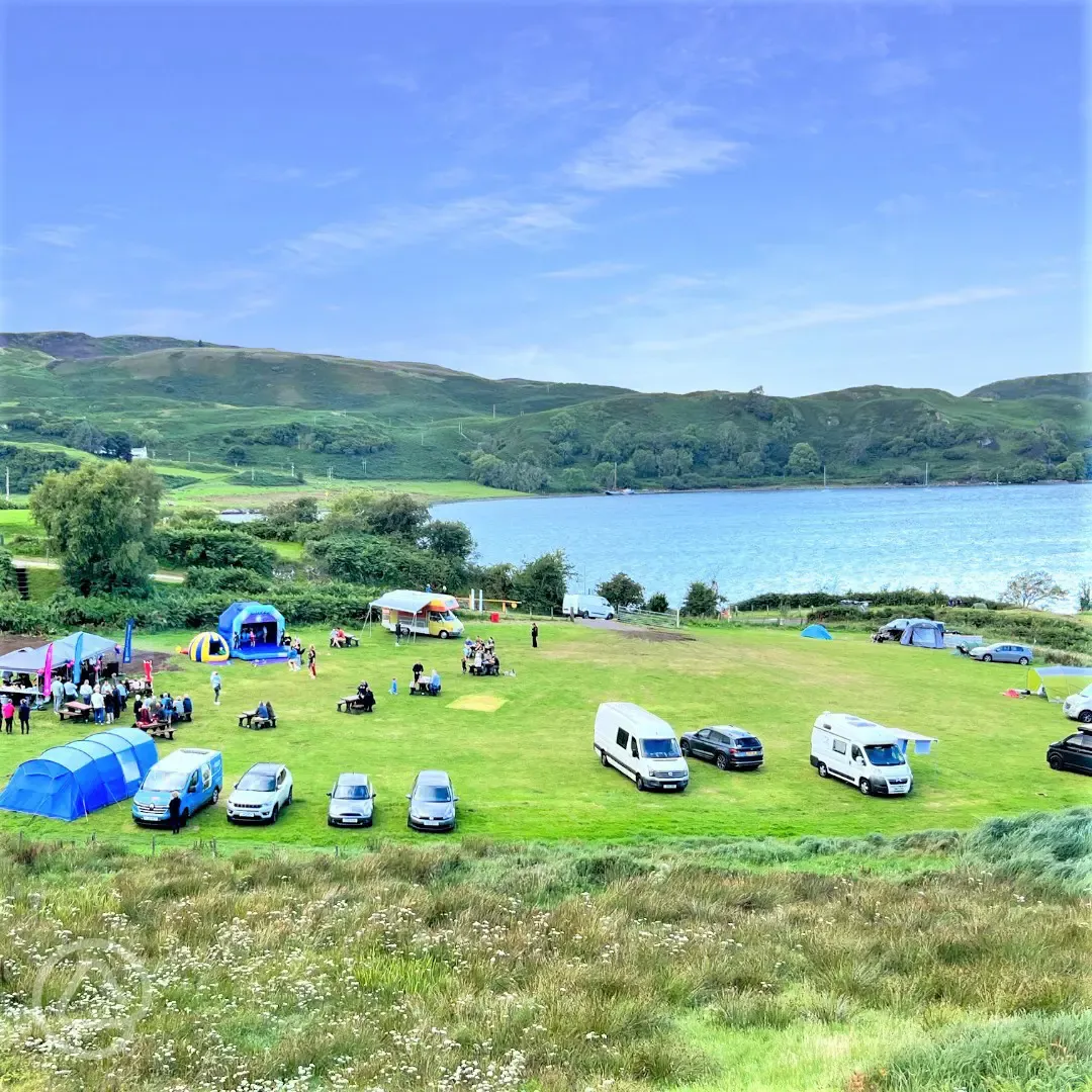 Grass pitches for tents, roof tents and campervans