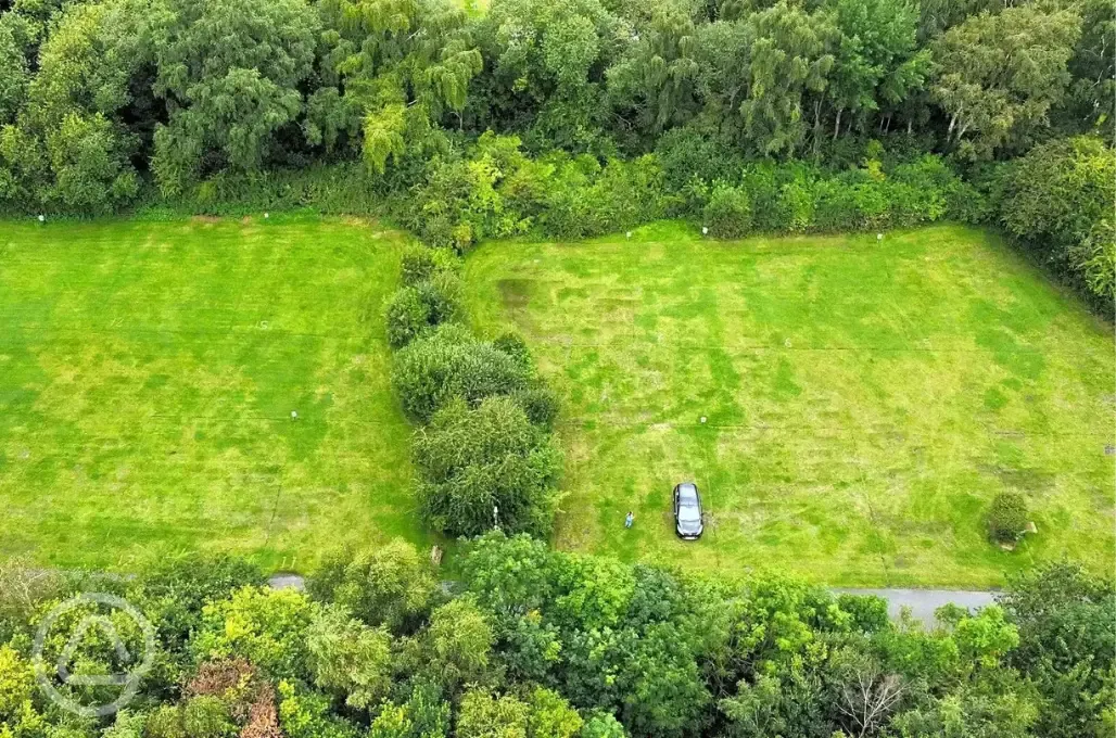 Aerial of the green area large and extra large electric grass pitches