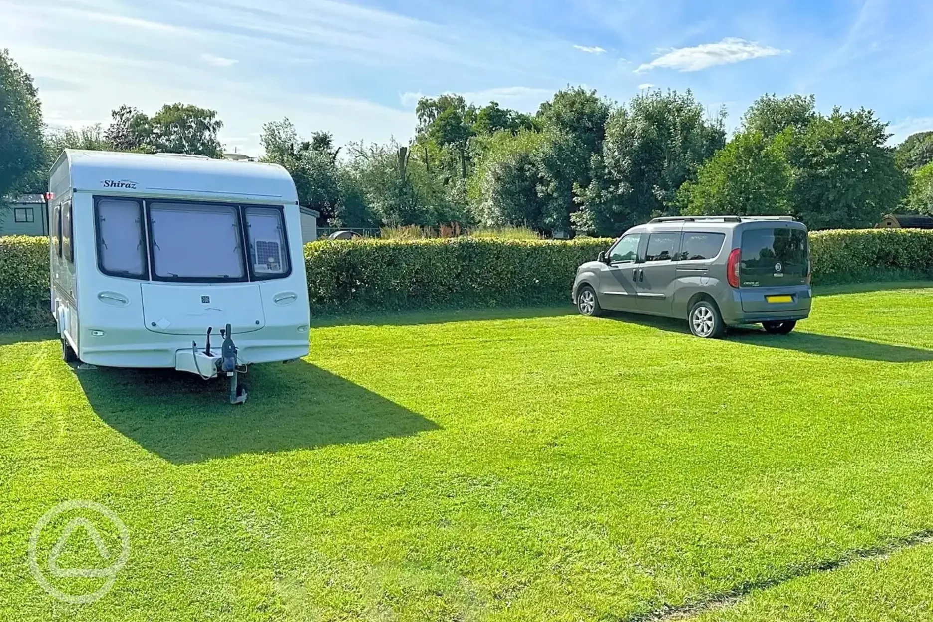 Extra large non electric grass pitches at Lower Lacon Caravan Park