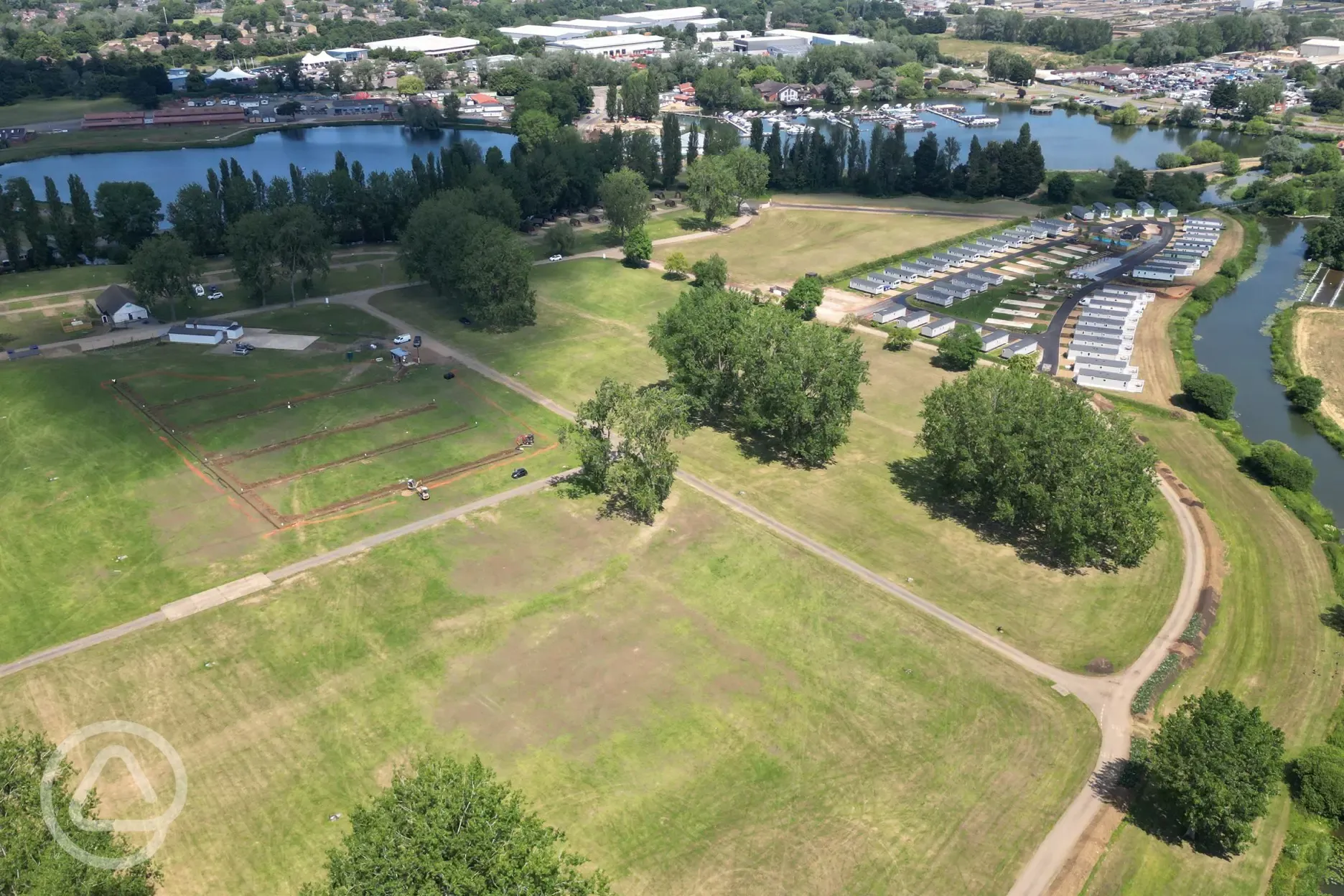 Aerial of the grass pitches