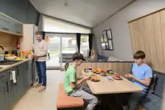 Glamping pod dining area and kitchenette