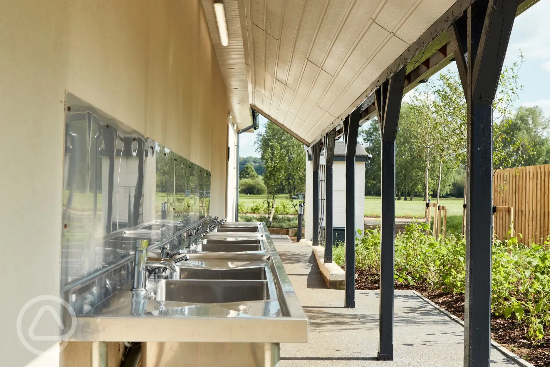 Shared outdoor washing up area