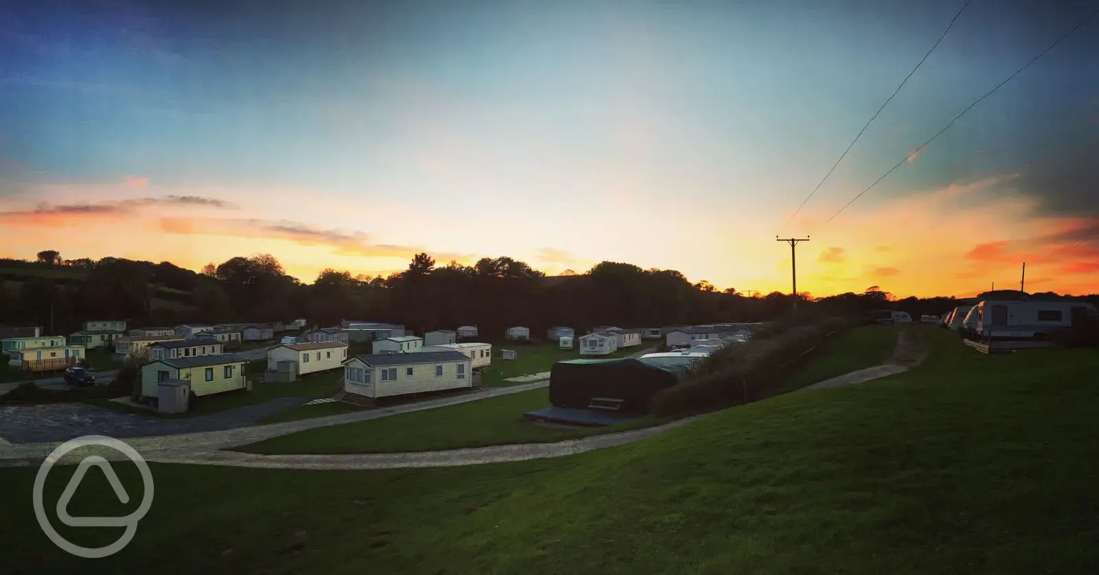 A beautiful sunset over part of our static area, where our rentable static is sited and where we have vacant plots for Brand new statics