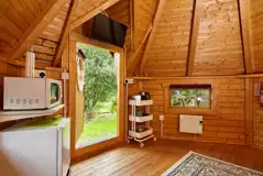 Glamping cabin interior