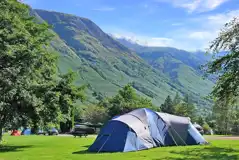 Grass pitches with mountain views