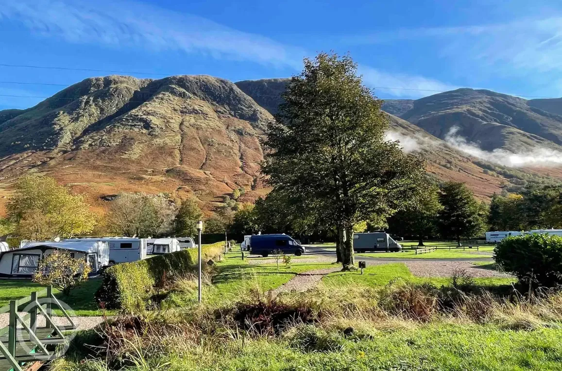 Hardstanding pitches with mountain views