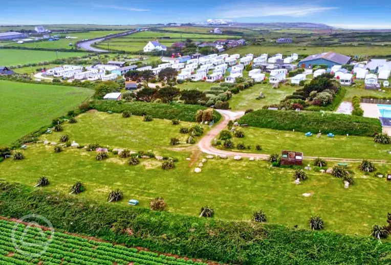 Aerial of Seaview Holiday Park and surrounding countryside