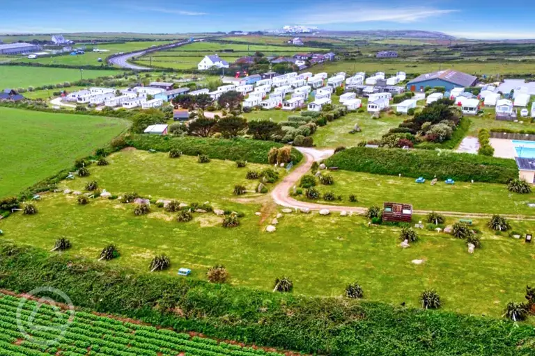 Aerial of Seaview Holiday Park and surrounding countryside