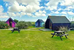 Camping pods with benches