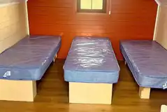 Three person camping pod interior