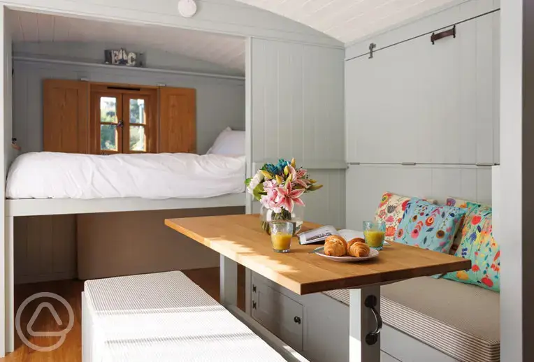 Shepherd's hut interior