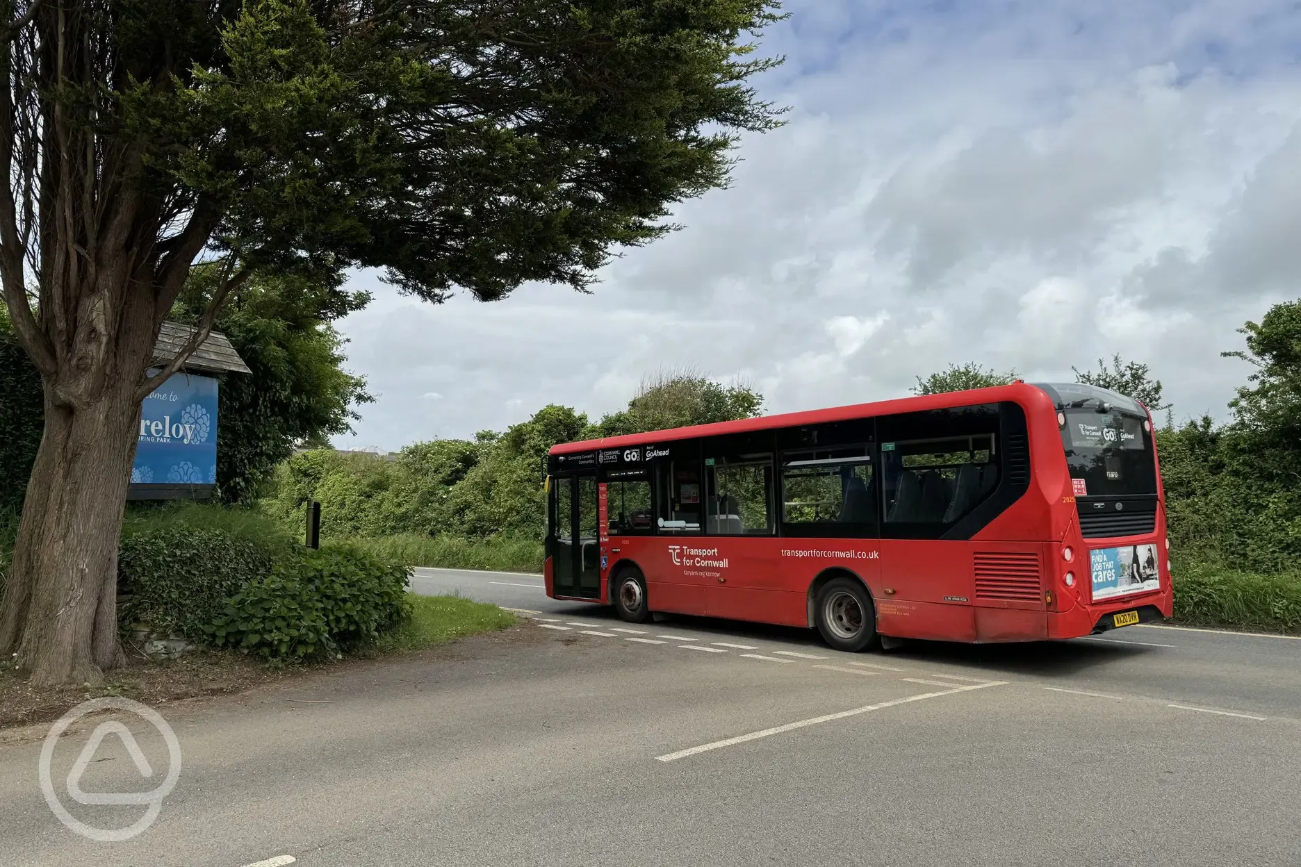Bus stop (a five minute walk away) to Newquay