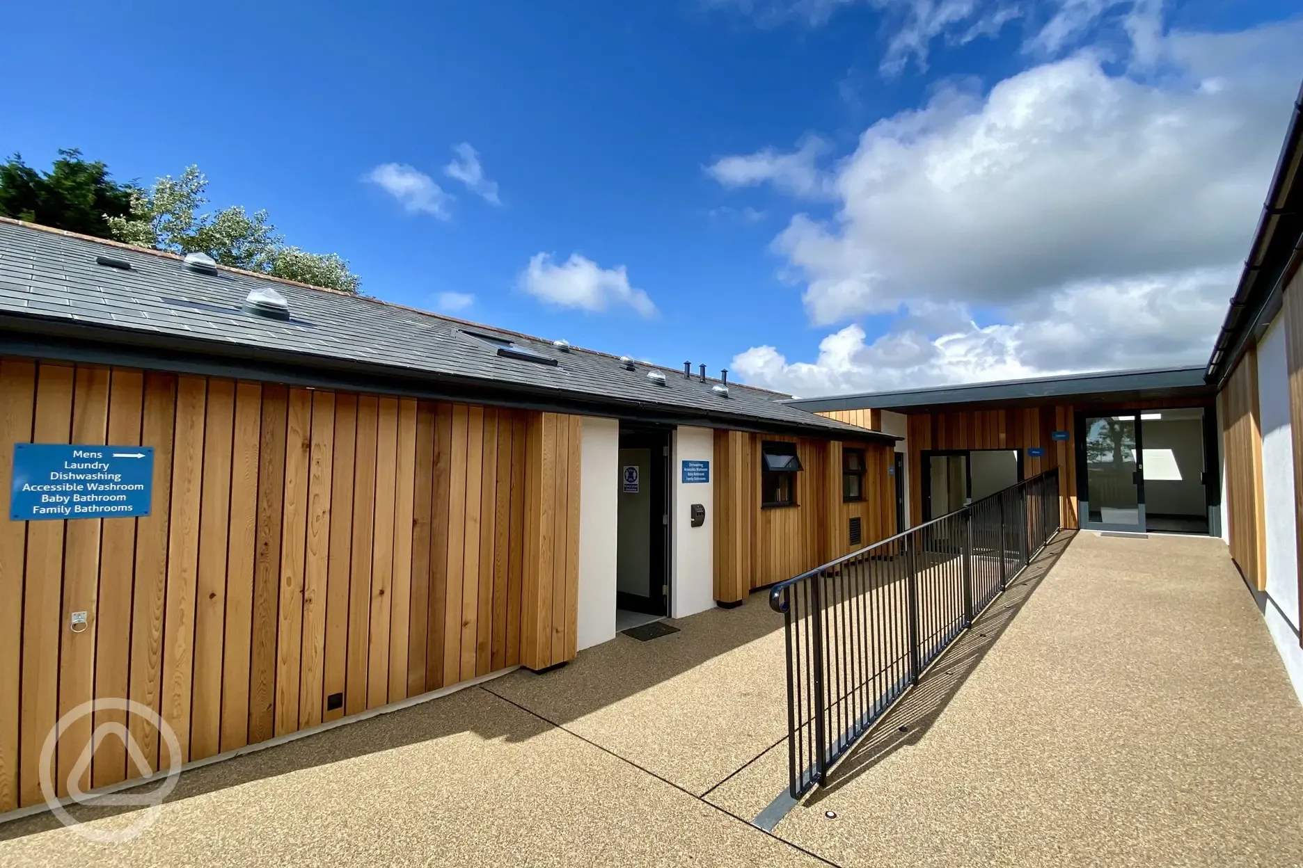 Main facilities block with ladies and gents bathrooms