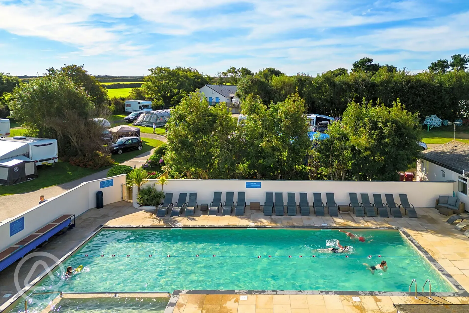Aerial of the heated swimming pool