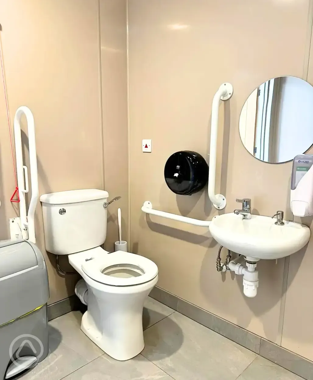 Accessible facilities with grab rails