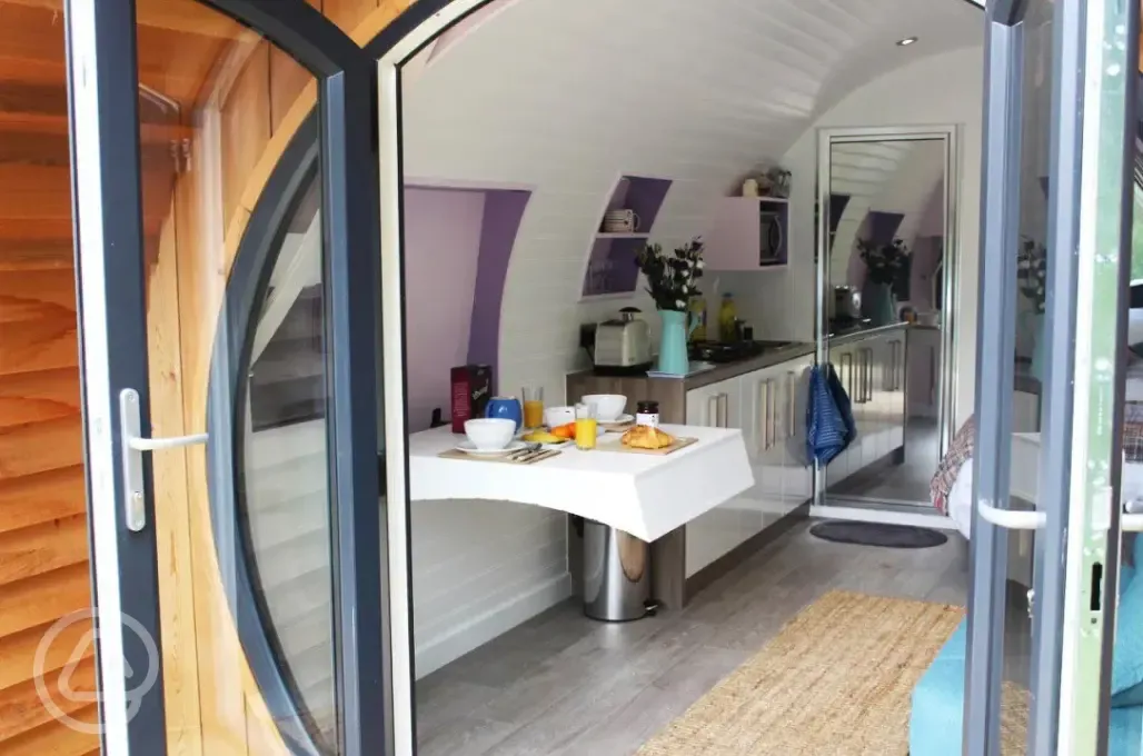 Ensuite glamping pod interior