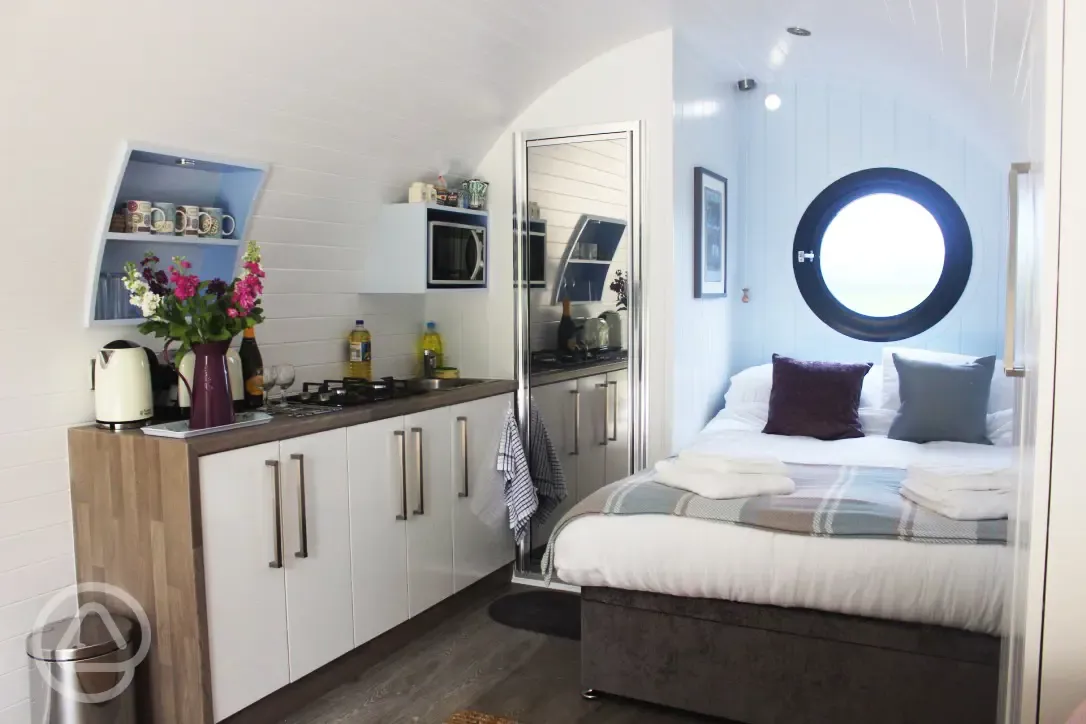 Ensuite glamping pod interior