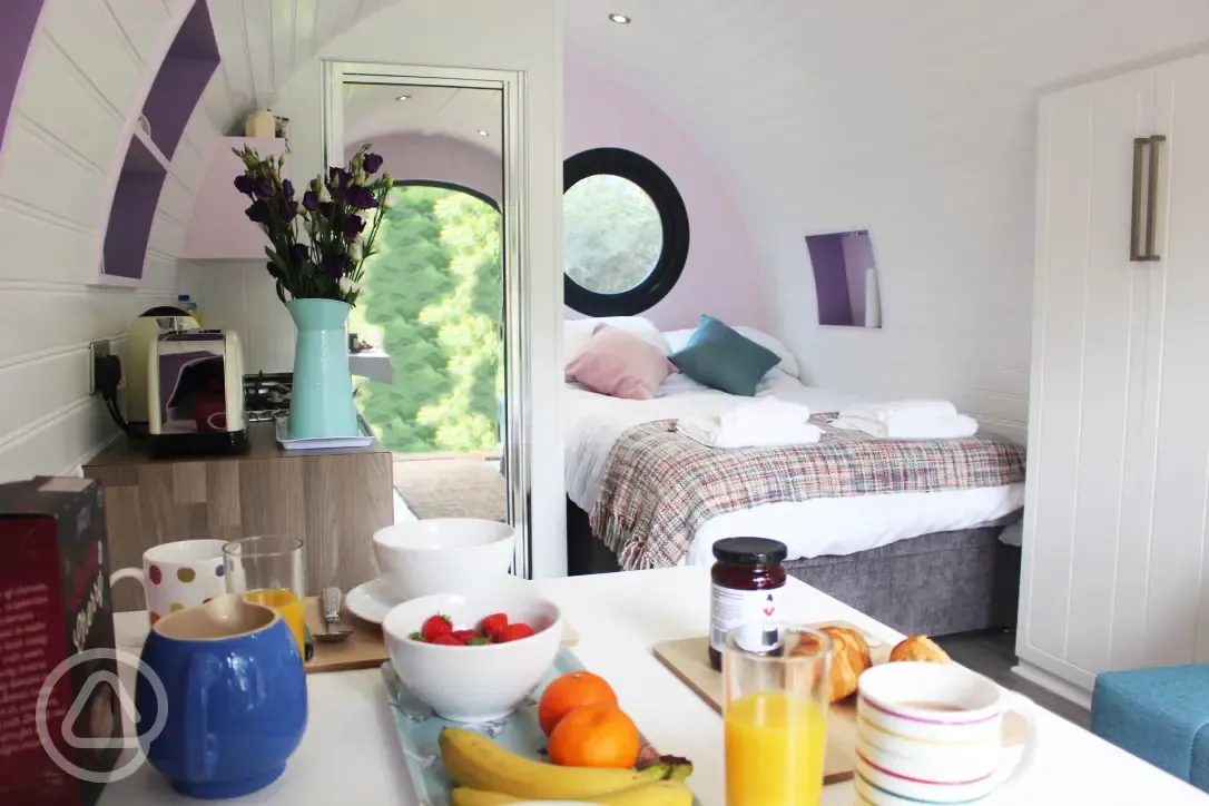 Accessible ensuite glamping pod interior