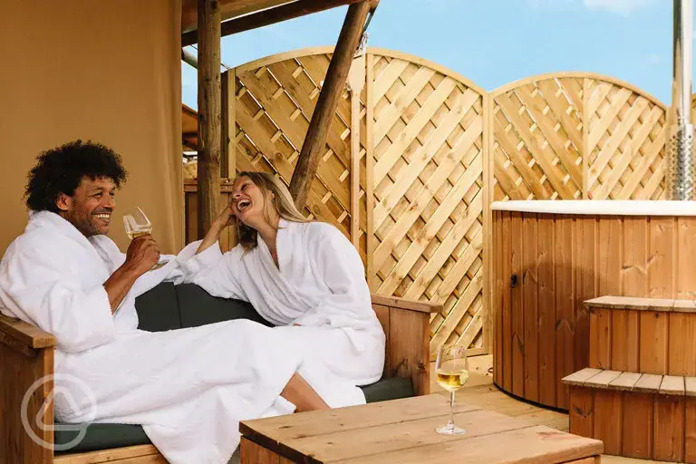 Safari tent hot tub