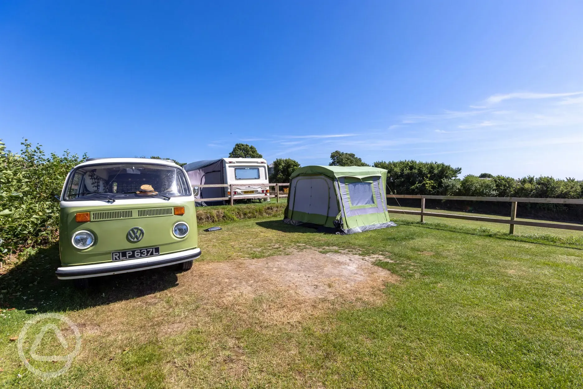 Electric grass pitches for tents and tourers with sea views