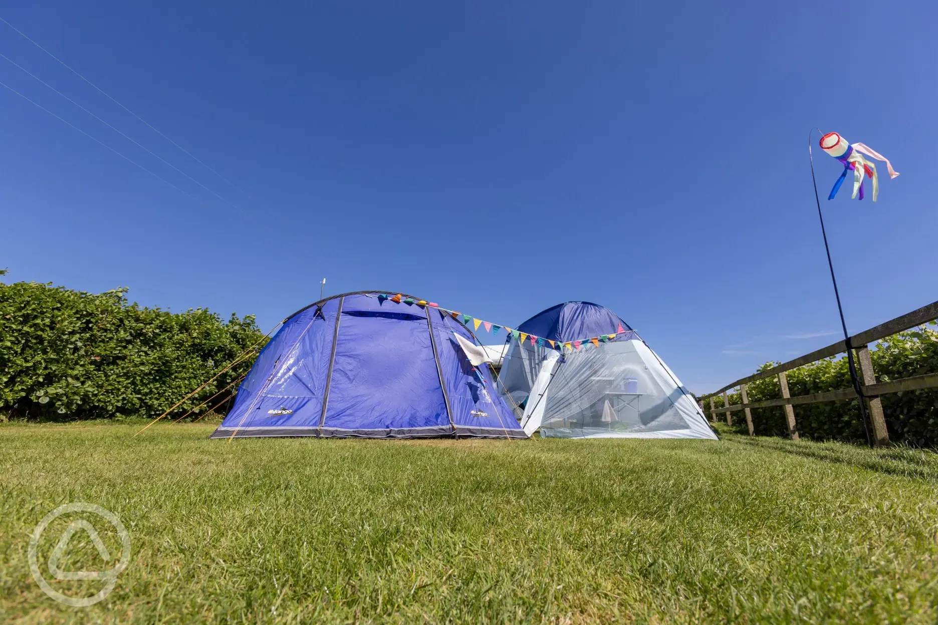 Large tent on an electric grass pitch