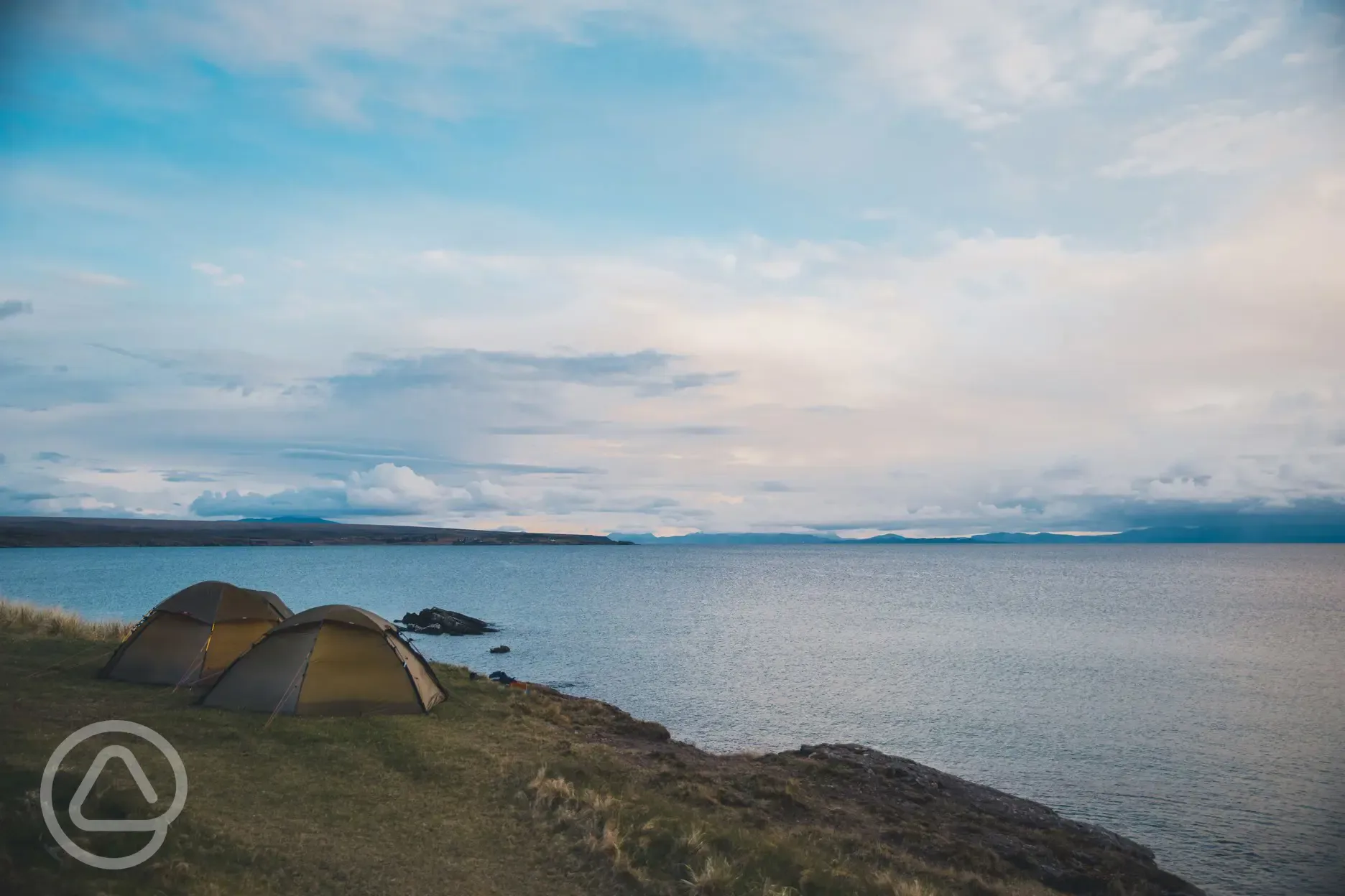 Tent camping by coast