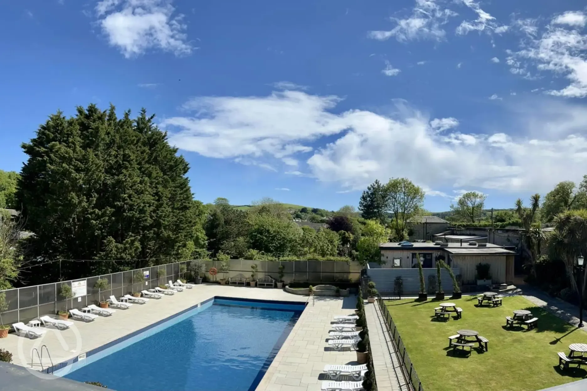 Overview of outdoor swimming pool  Overview of outdoor swimming pool