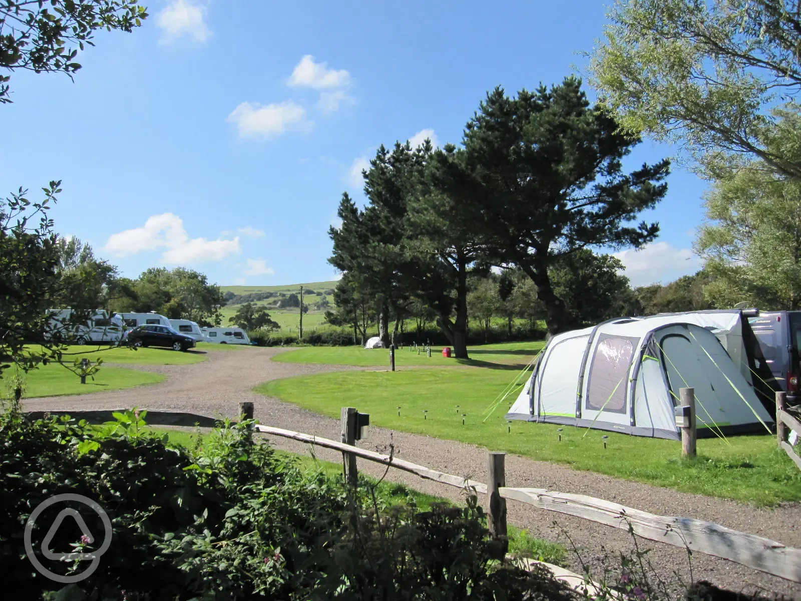 Electric grass tent pitches at Appuldurcombe Gardens  Electric grass tent pitches at Appuldurcombe Gardens