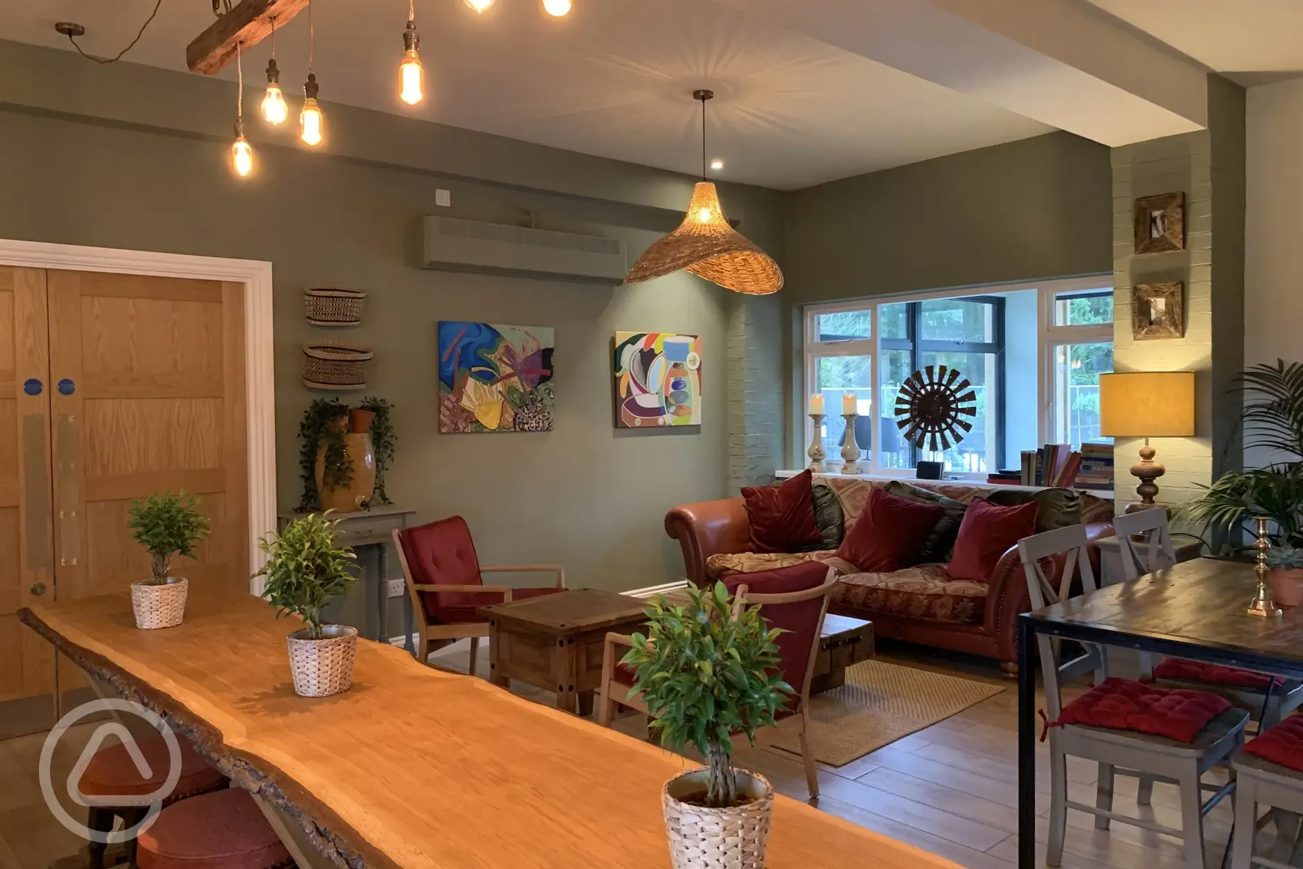 Cafe lounge seating area with sofas and dim lighting Cafe lounge seating area with sofas and dim lighting